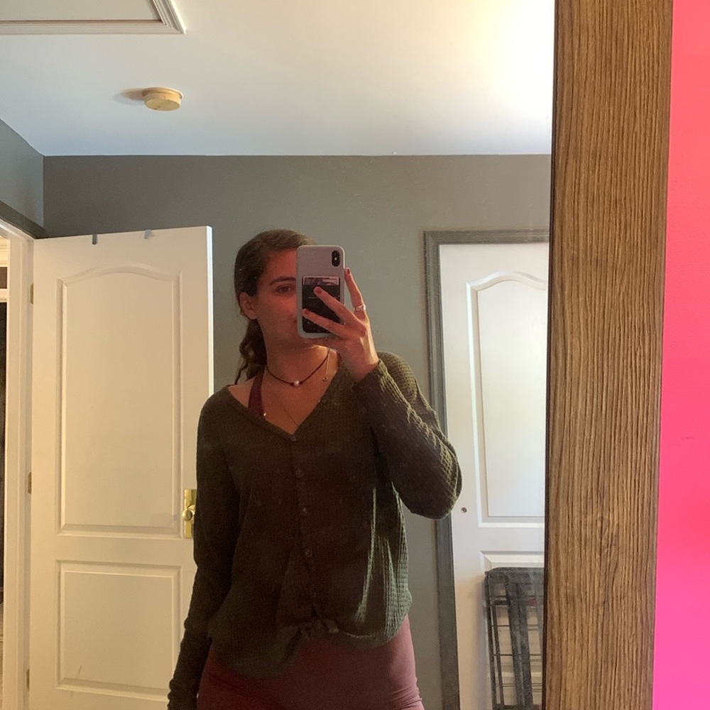 green sweater